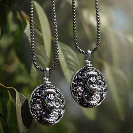 Hanuman Ji Pendant Oxidized Silver Chain